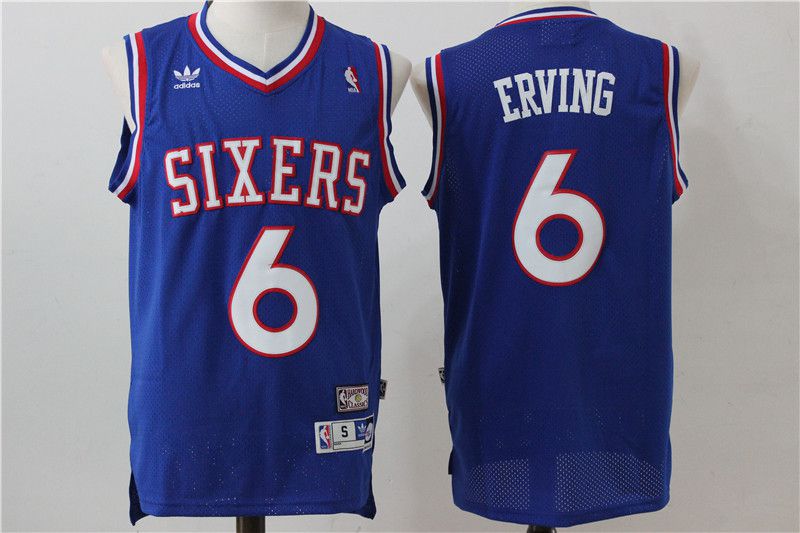 Men Philadelphia 76ers #6 Erving Blue Adidas NBA Jersey